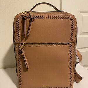Calpak Brown/Rose gold Backpack with Braided Accents. Used twice!